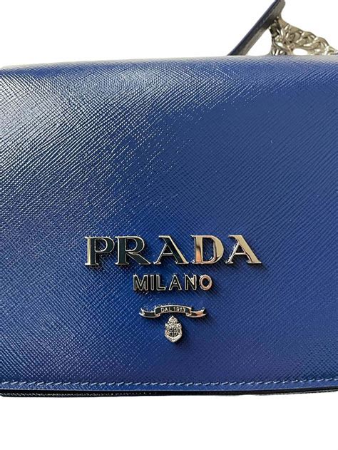 Prada Pattina Saffiano Patent Leather Shoulder Bag, Ink Blue